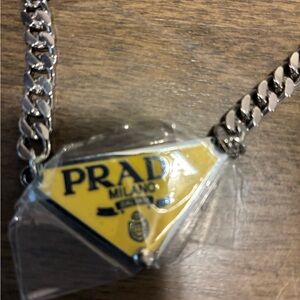 Prada Yellow and Silver Chain Necklace